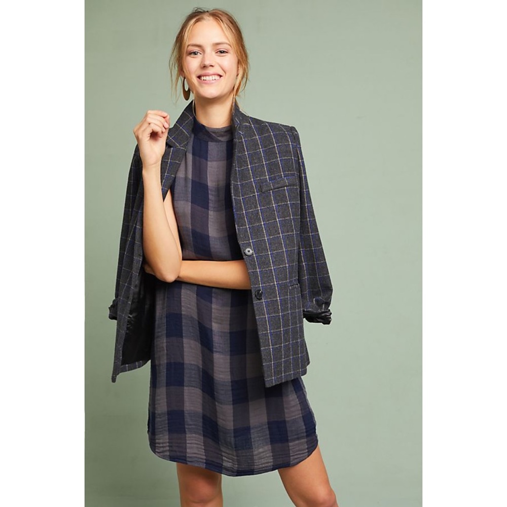 ANTHROPOLOGIE Cloth & Stone Plaid Swing Dress